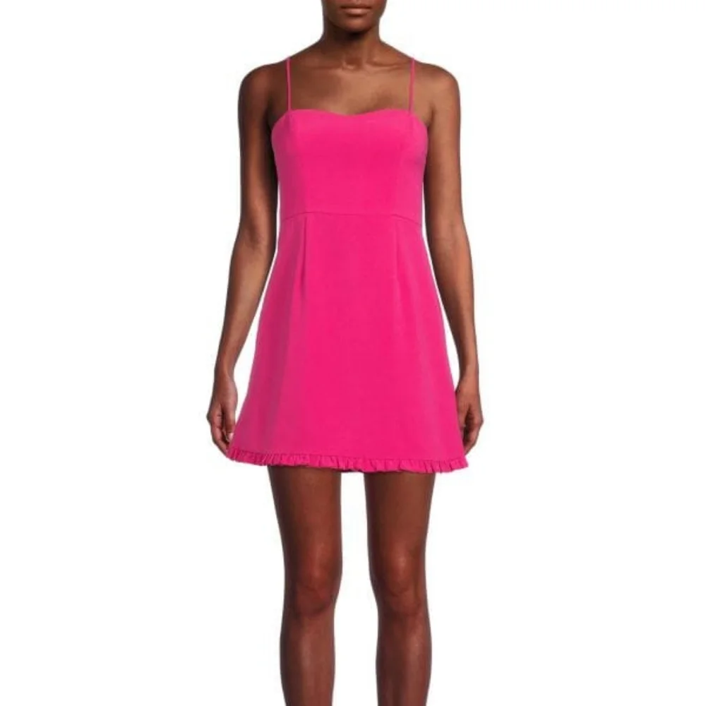 NWT French Connection "Whisper Frill" Mini Dress in Wild Rosa - Picture 1 of 1